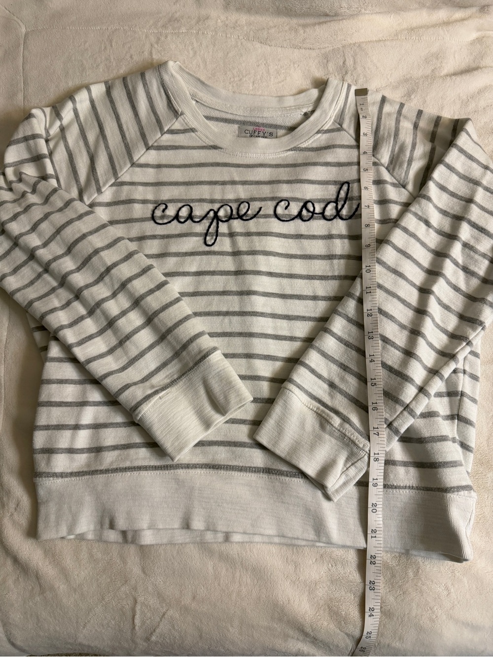 Striped White & Gray 'Cape Cod' Pullover Sweatshirt